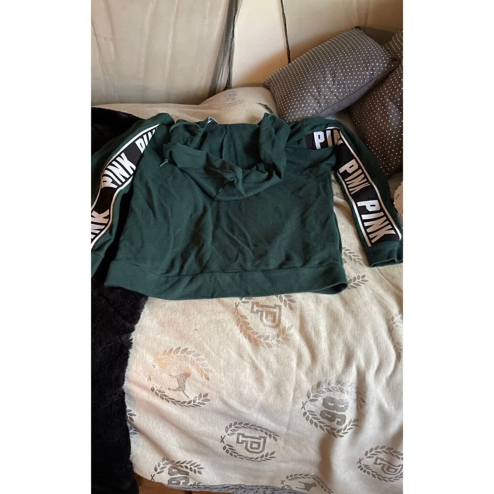 Vs pink logo Quarter Zip hooded Sweatshi